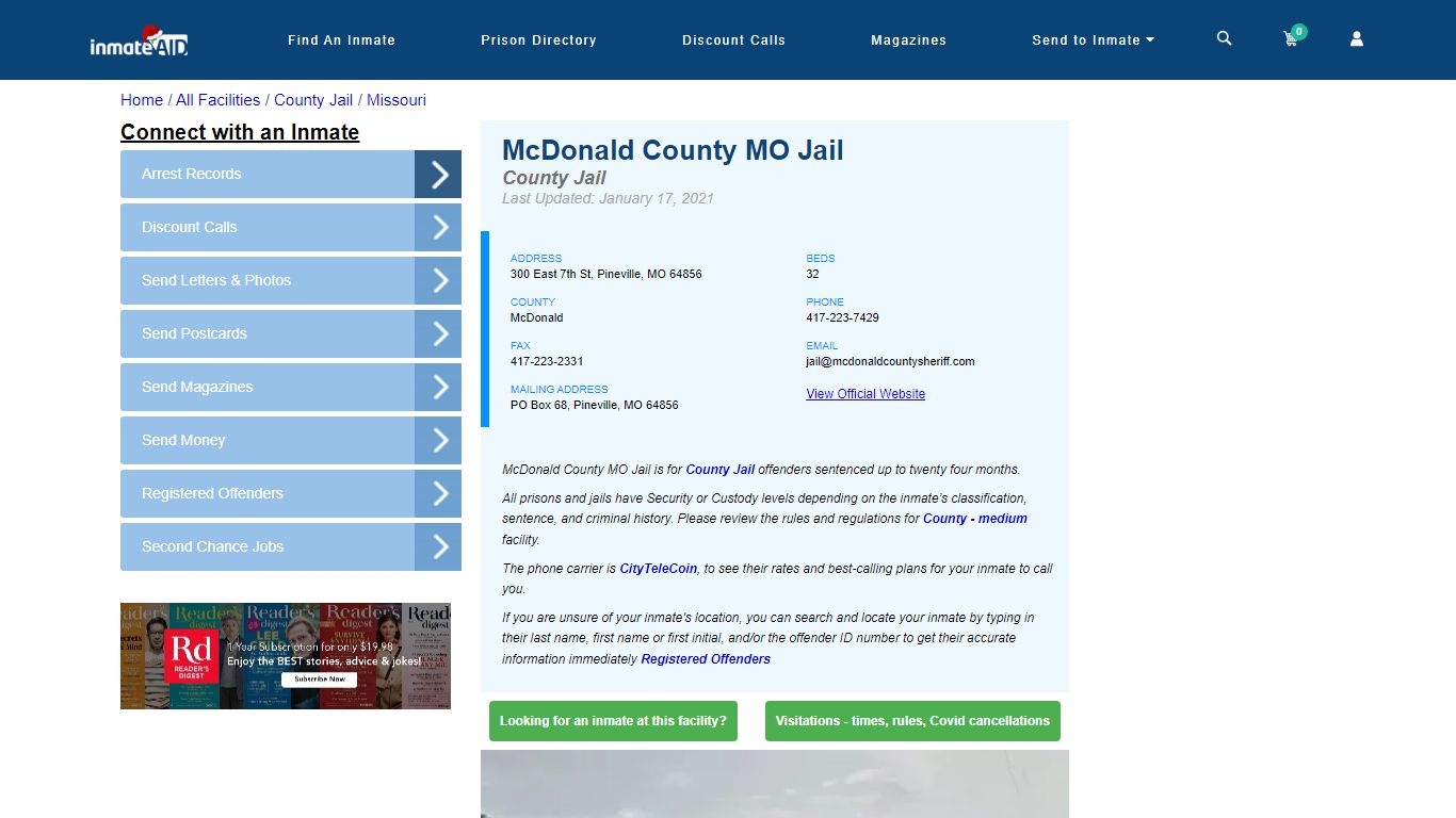 McDonald County MO Jail - Inmate Locator - Pineville, MO
